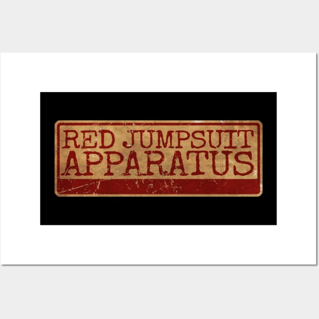 Aliska, text red retro Red Jumpsuit Apparatus Wall Art by Aliska